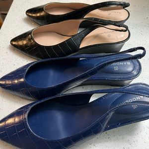 Two pairs of Bandolino sling back wedge shoes size 7